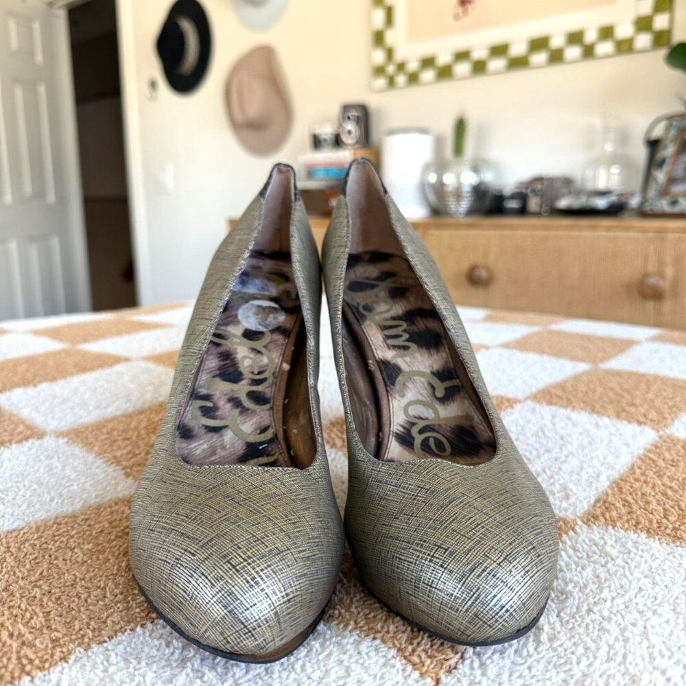 SAM EDELMAN SILVER GOLD BLACK HIGH HEELS WOMENS 10 M - Picture 3 of 8